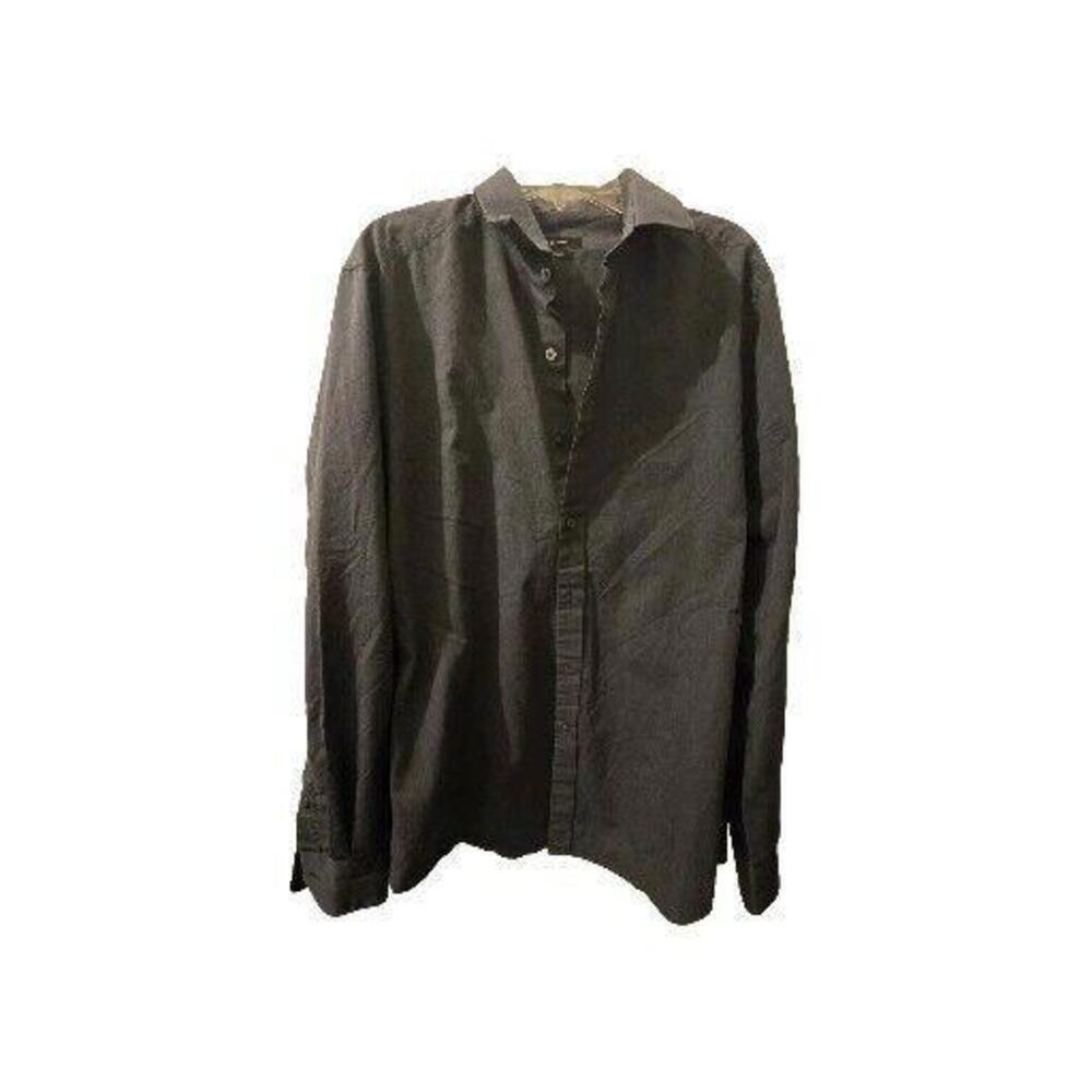Bar III Mens‎ Dress Shirt Charcoal Knit Slim Fit Stretch Gray M 15.5  34"/35"